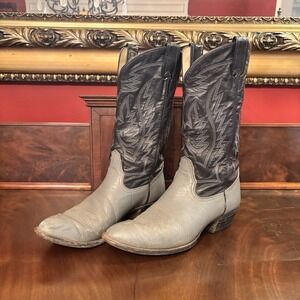 Vintage Larry Mahan Men's Cowboy Boots Size 10 Gray Black Western USA